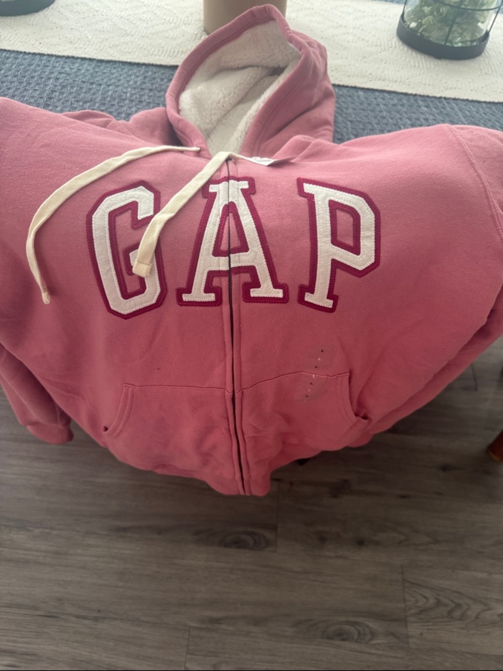 GAP Rose Pink Sherpa-Lined Zip Hoodie